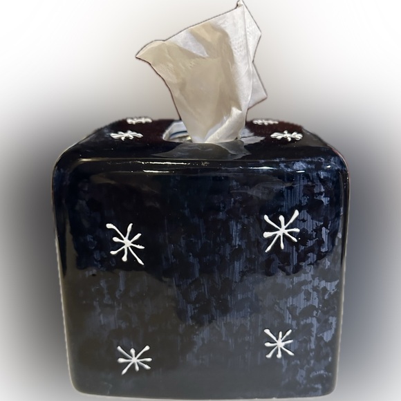 NEW VTG RARE CIC CERAMIC SANTA CLAUS TISSUE COVER BOX BLACK RED CERTIFIED INTER - Picture 3 of 10